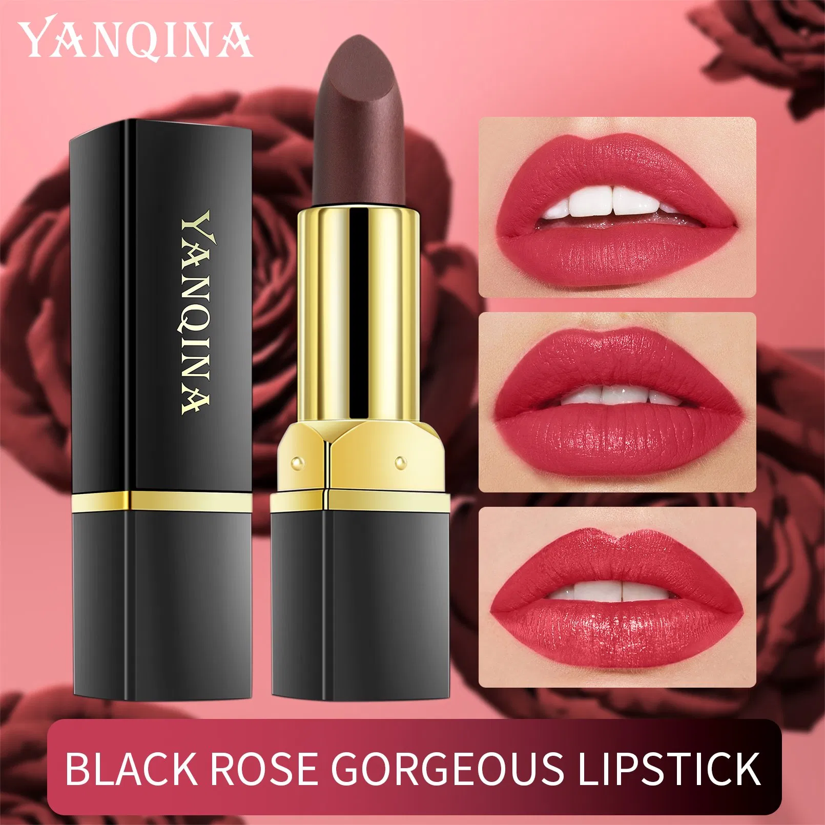 Low MOQ Matte Liquid Lipstick Private Label Waterproof Long Lasting Matte Custom Black Rose Colorful Lipstick