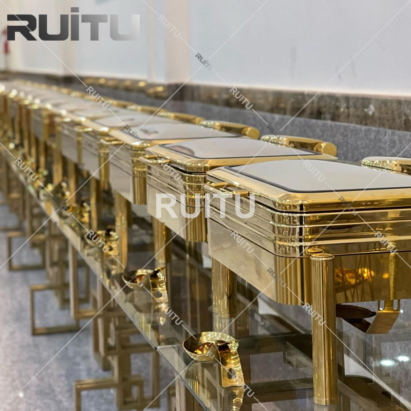 Other Hotel & Restaurant Supplies Buffet Accessories Stainless Steel Electric or Fuel Heating Food Warmer 6L Chaffing Dishes Catering Serving Gold Chafing Dish
