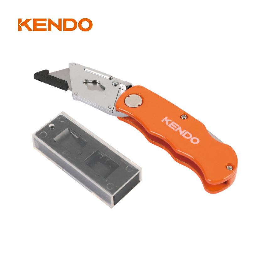 Aluminum Body Dual Blade Folding Utility Knife with Retractable Blade for Multi-Function Extra 5PC Sk5 Blades in a Dispenser Case