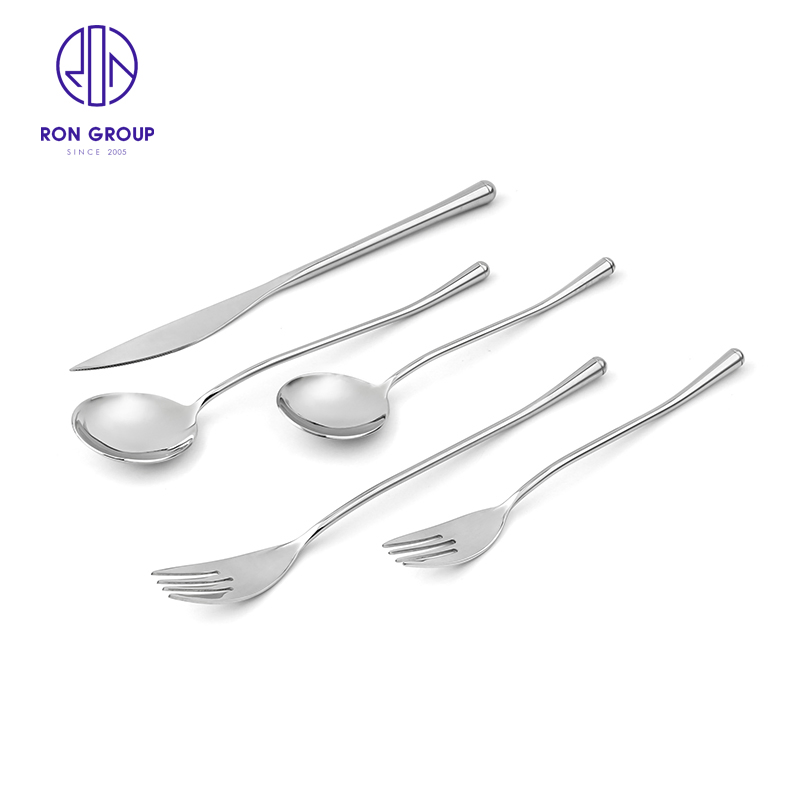 Western Western Food Tableware Stainless Steel Fine Handle Knife Fork and Spoon Five Piece Set