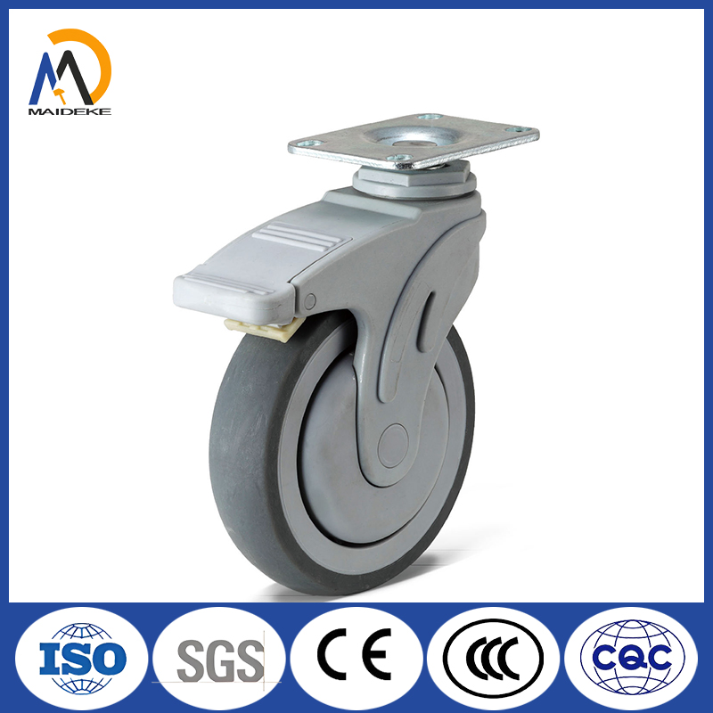 Silent Casters, Wear-Resistant Braking Casters, Medical-Grade Rubber Swivel Casters