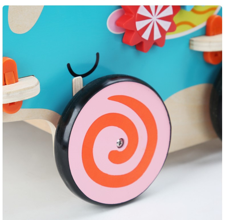 Pull Along Multifunctional Wooden Stollers Elephant Walkers with Blocks for Toddler Toys