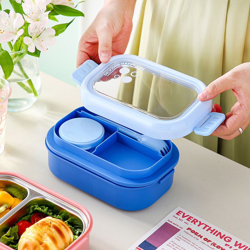Trendy Portable Large-Capacity Microwave-Safe Lunch Box for Students