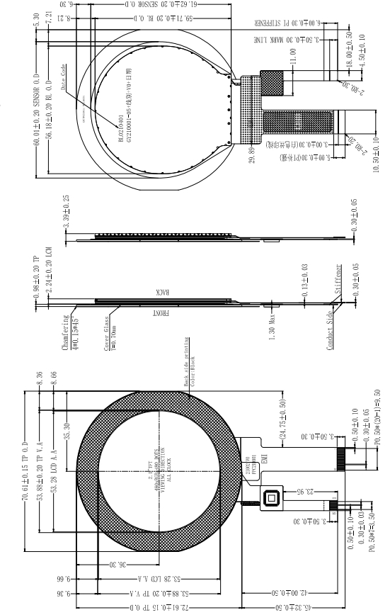 IPS 128X128 Spi Interface Free Micro Medical Character Round TFT LCD Display LCD Module OLED Screen RoHS Monochrome Touch Panel Graphics Custom IPS LCD Display