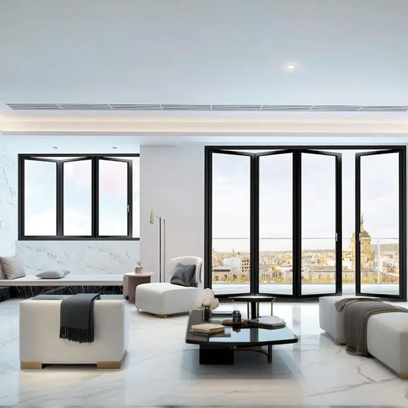 Commercial Bi-Fold Folding Door Multi Track Smooth Glide Aluminum Panels for Restaurant Outdoor Seating