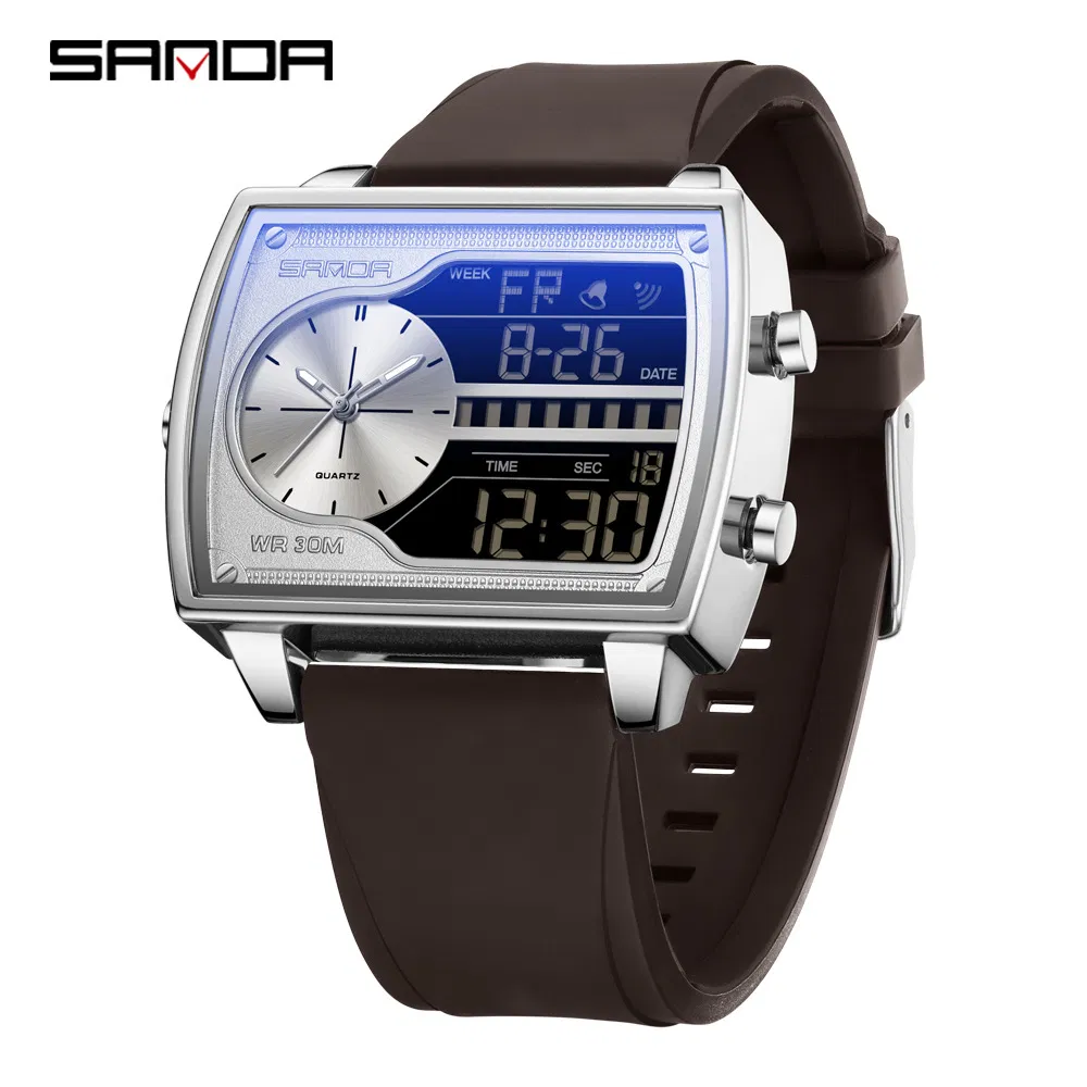 Square Cool Men's Watch Waterproof Luminous Multifunctional Commuter Electronic Wristwatch