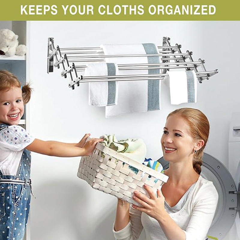 Hot Sell Wall Mounted Rustproof Outdoor Aluminum Alloys Retractable Laundry Drying Rack for Closet