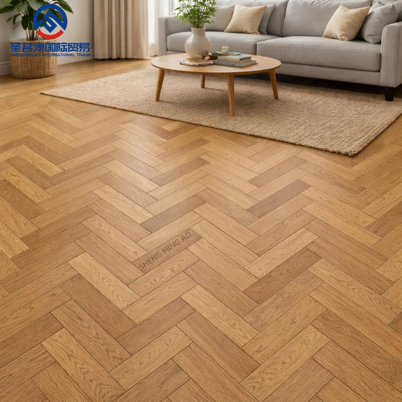 Natural Oak Herringbone Parquet Flooring Engineered Hardwood Flooring