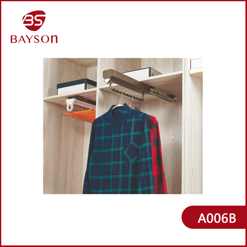 Soft Close Top Mount Pull out Clothes Rack with 9 Ball (A006B)