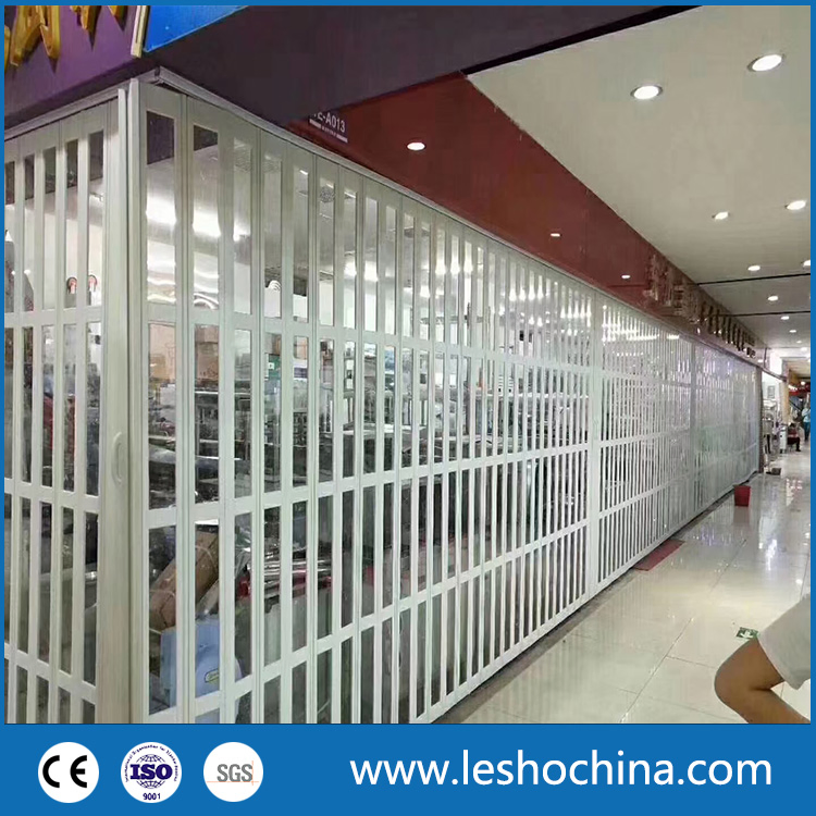 Commercial Shop Front Transparent Polycarbonate Aluminium Sliding Door Mall Metal with Durable PVC Panels Folding Accordion Doors