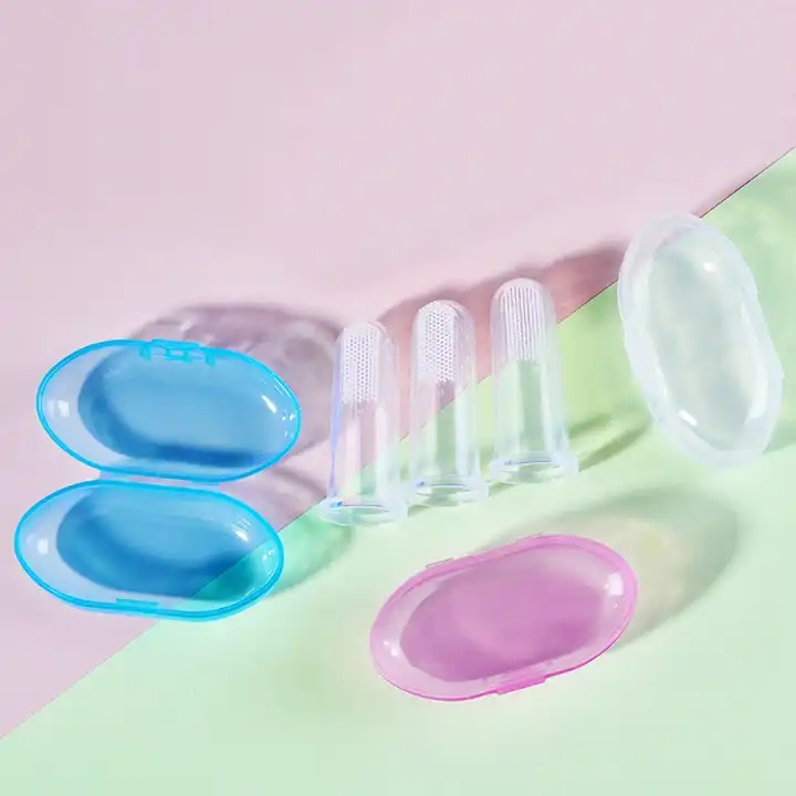 Baby Silicone Toothbrush Finger Thumb Cover Tongue Cleaning Brush Boxed