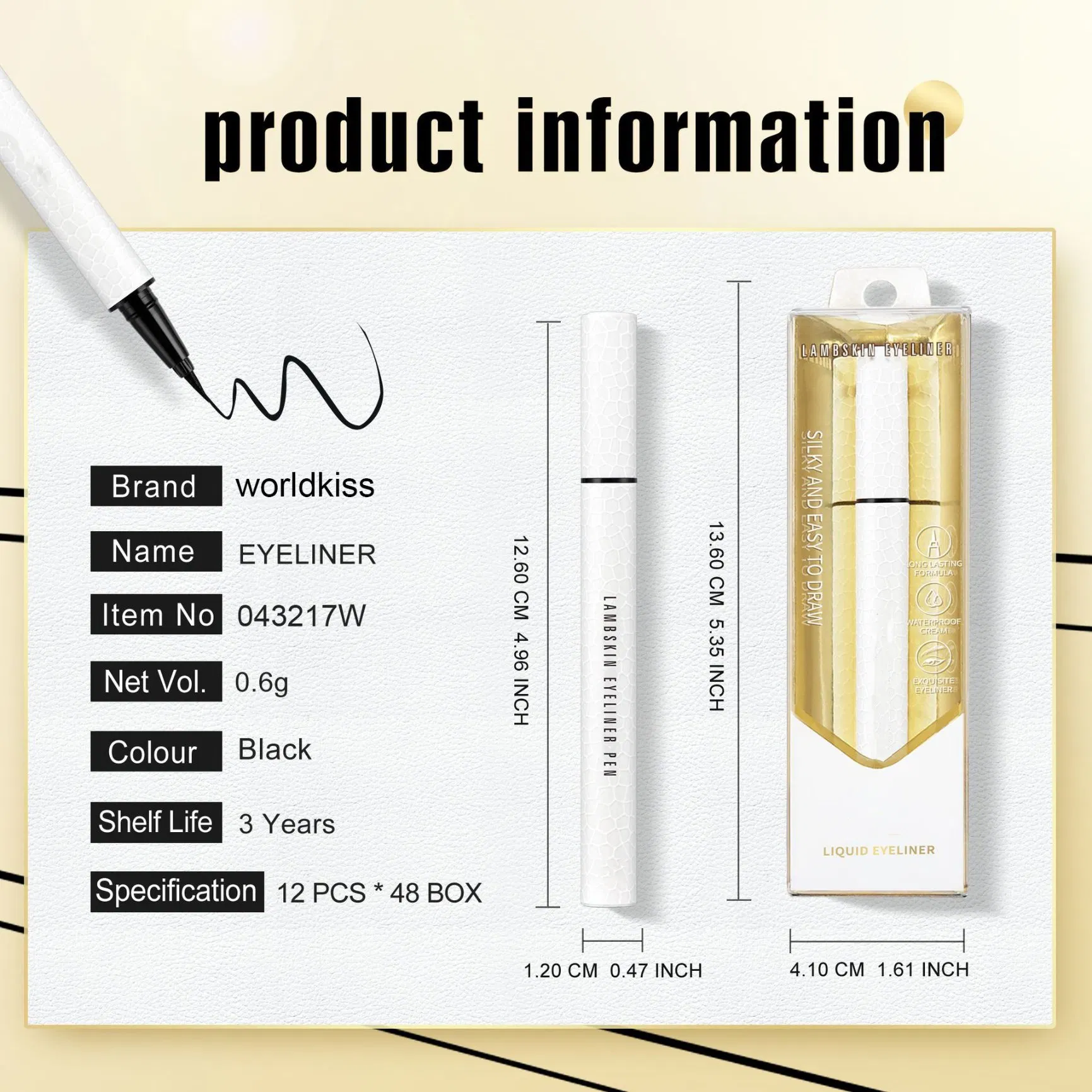 Lambskin-Smooth Eyeliner, Waterproof, Smudge-Proof, Long-Lasting, Ultra-Fine, Quick-Drying Liquid Eyeliner