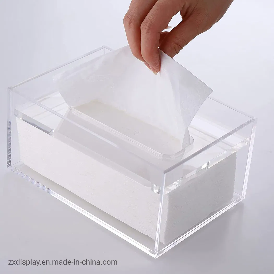 Clear Acrylic Rectangular Paper Napkin Tissue Box with Adaptive Floating Cover