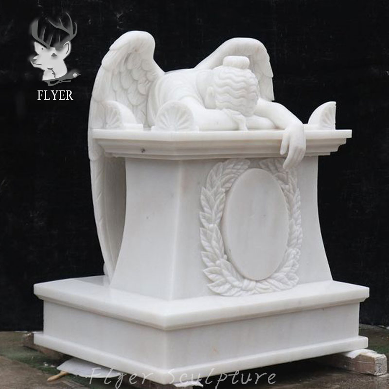 Customized Sculpture White Hand Carved Cemetery Stone Sculpture Marble Angel Statue