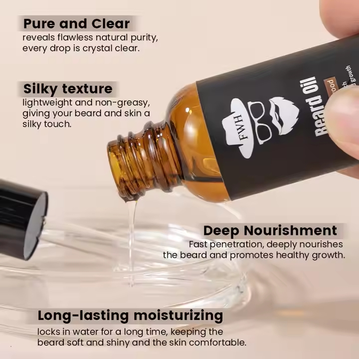 OEM Men's Beard Growth Liquid Care Essential Oil Sandalwood Beard Oil