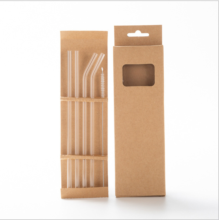 Customized Flower Logo High Borosilicate Glass Straw