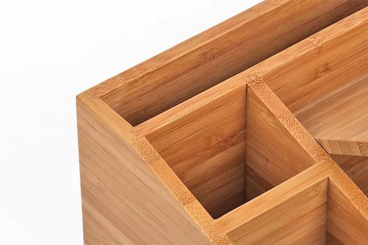 Multifunctional Natural Bamboo Desk Organizer Storage Tissue Box for Office and Home