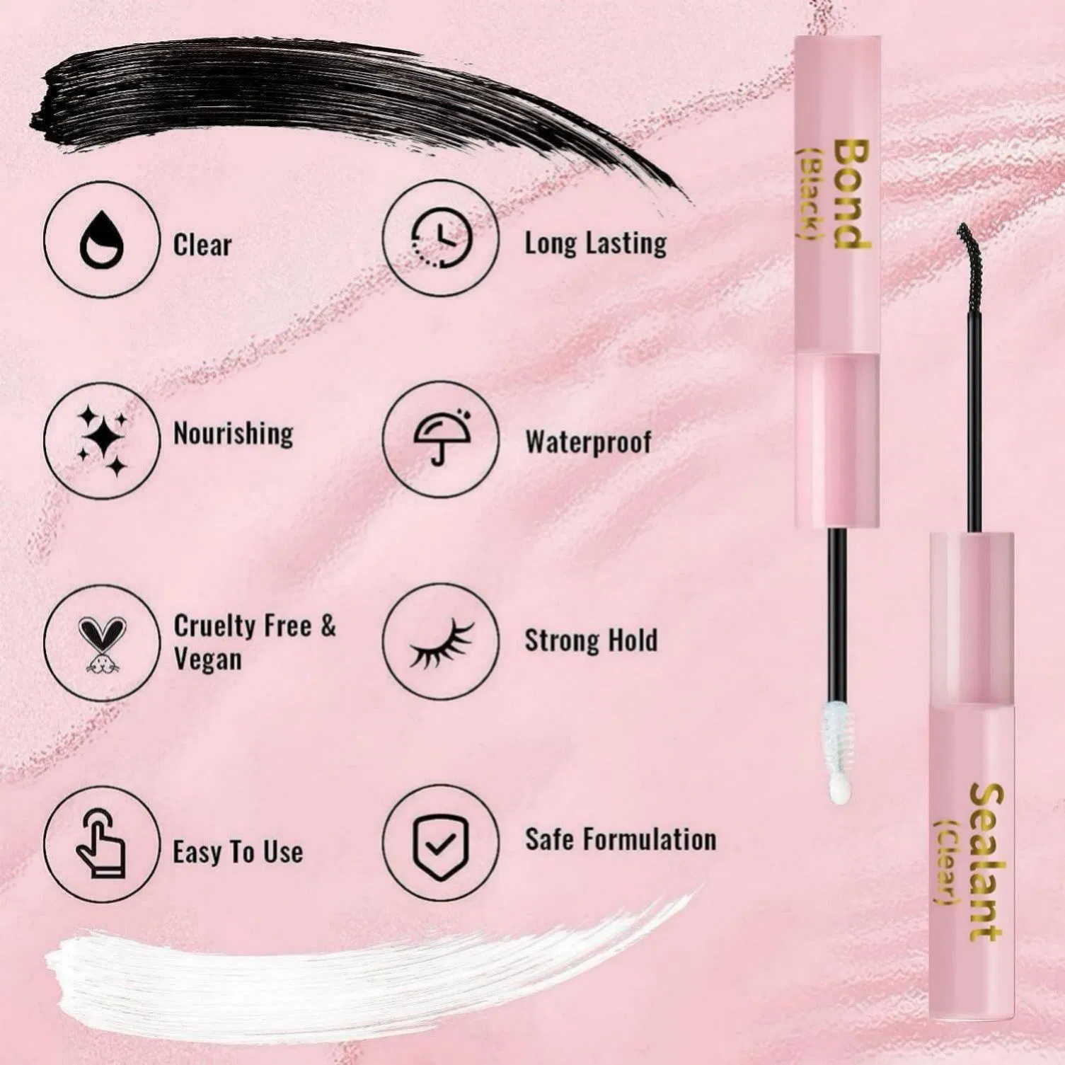 Clear Eyelash Adhesive with Fast-Drying 2-in-1 Sealant Formula
