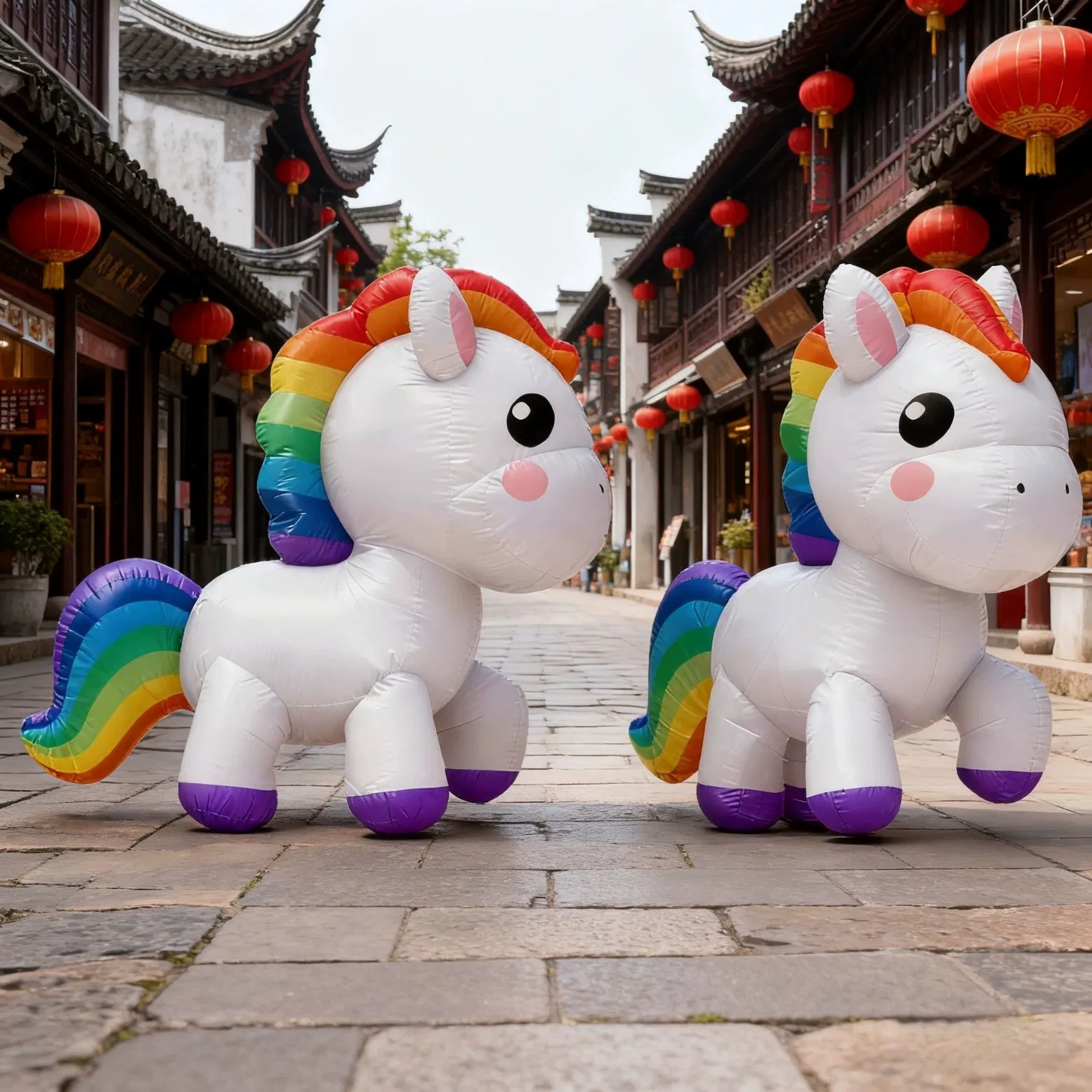 Boiy Inflatable Golden Unicorn Horse Cartoon for Shopping Mall Decoration