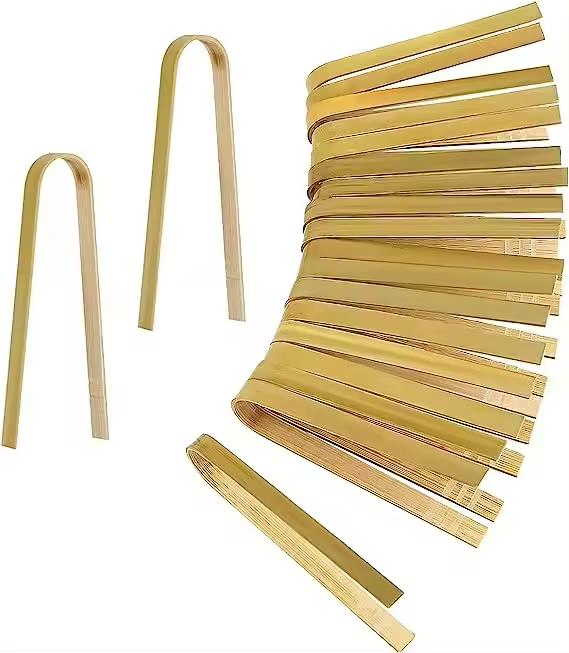 Eco-Friendly Restaurant Food Picking Clips Green Disposable Bamboo Mini Tongs for Food