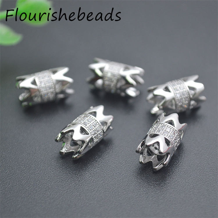 Wholesale Anti-Fading Gold Silver Color CZ-Paved Big-Size Tube Spacer Beads Jewelry Making