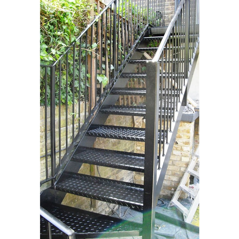 MS072 Metal Deck Stairs Steel Staircase Design Home Straight Outside Stairs