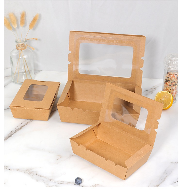 Disposable Custom Eco Food Grade Kraft Paper Takeaway Lunch Box