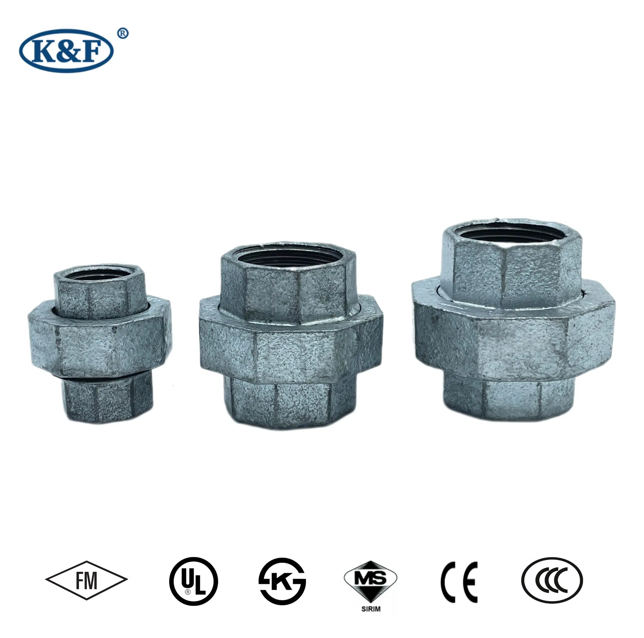 Kanaifu China Industrial Customized Gi Malleable Iron Galvanzied Pipe Fitting Union for Water Supply