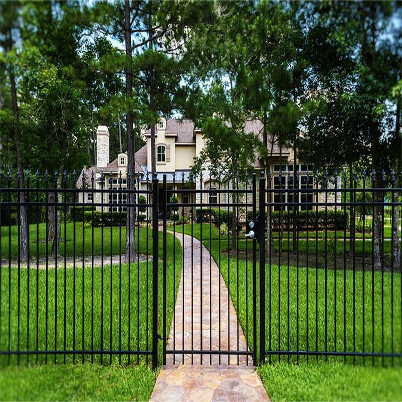 Vertical Galvanization Steel Garden Fences China Suppliers 1800mm Panel Height 7X10 Wrought Green Gray Black PVC Coated Iron Steel Fence