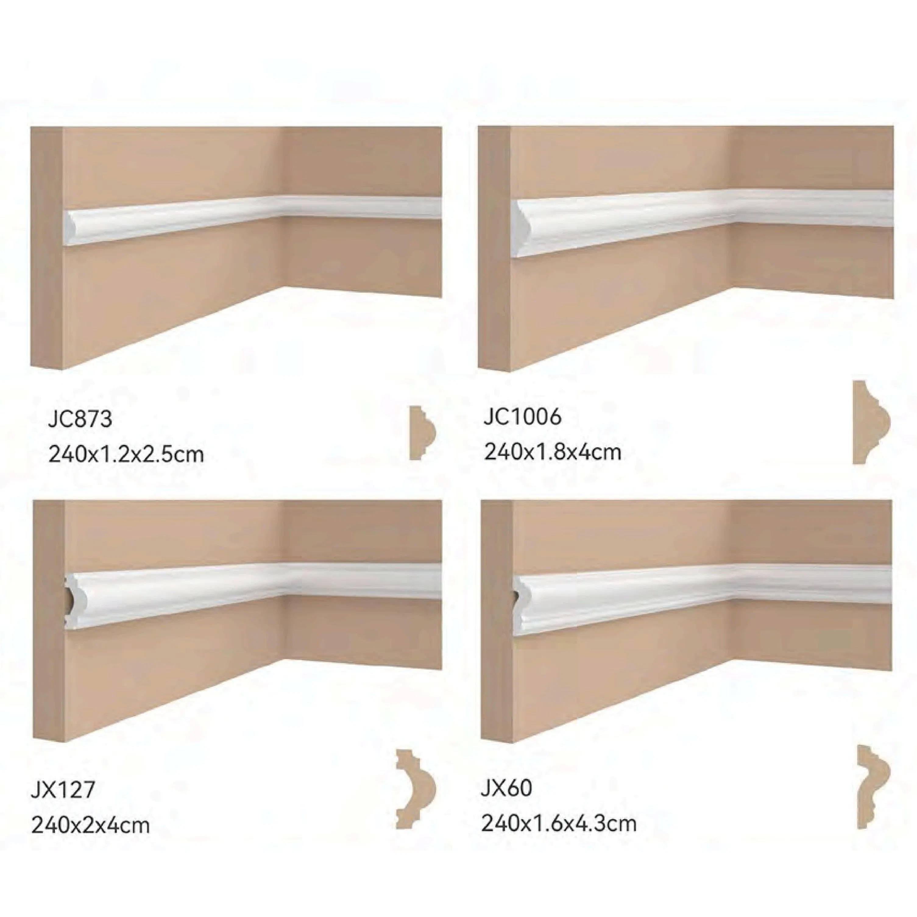 White Style Background Plate Skirting PS Moulding Cornice Flooring Profile PS Moulding