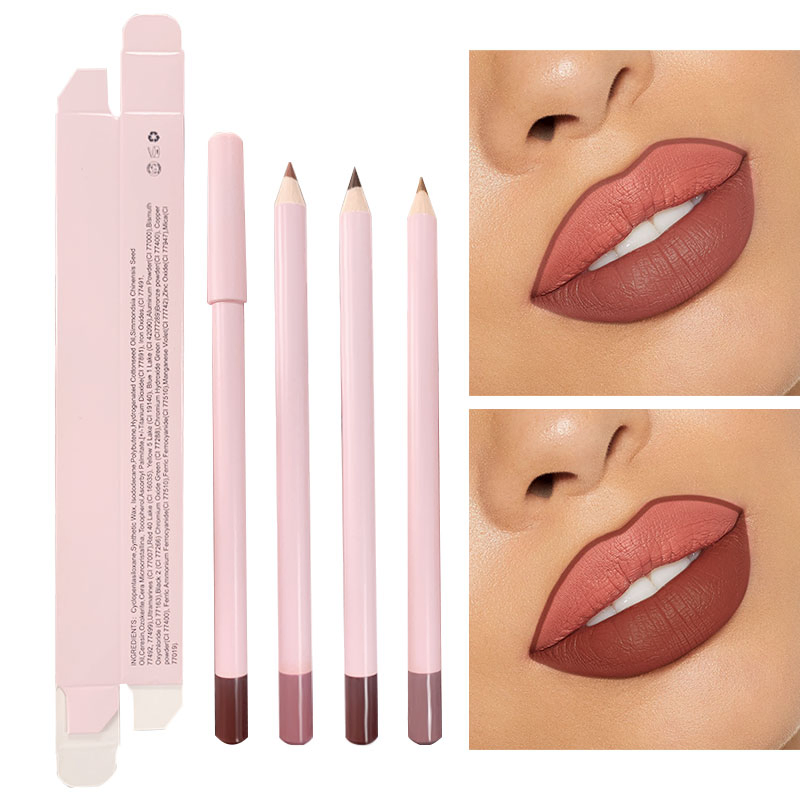 Private Label Vegan Natural Waterproof Lip Liner Brown Lip Liner High Pigmented Matte Lipliner Pencil