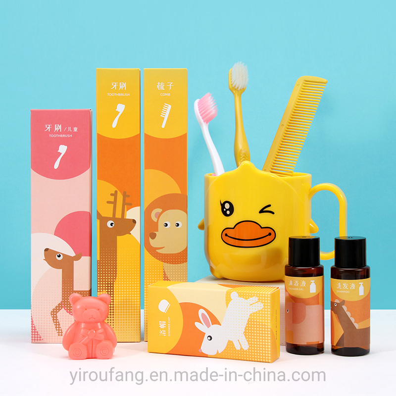 Cartoon Child Hotel Amenities Disposable Bathroom Toothbrush for Gift Set