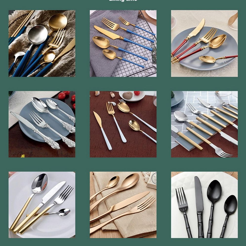 Luxury Wedding Gold Steak Knife Fork Spoon Restaurant Flatware Tableware Cutlery Sets