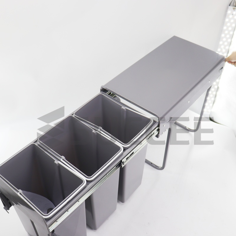 Pullout Hiding Kitchen Double 10L 30L 40L Trash Can Waste Bin with Soft-Close