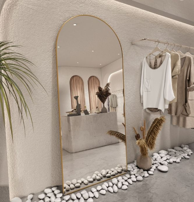 Full Length Wall Mirror for Living Room - Modern Stainless Steel Frame Large Standing Mirror - Home Decoration & Interior Design Essential