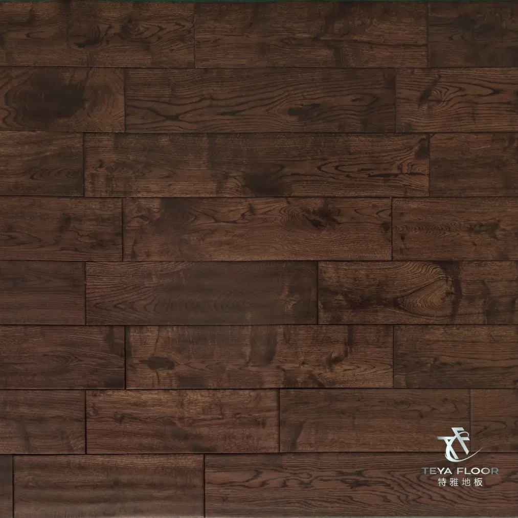Oak Solid Wood Flooring, Dark Coffee, Hardwood, Handscraped, Wood Flooring