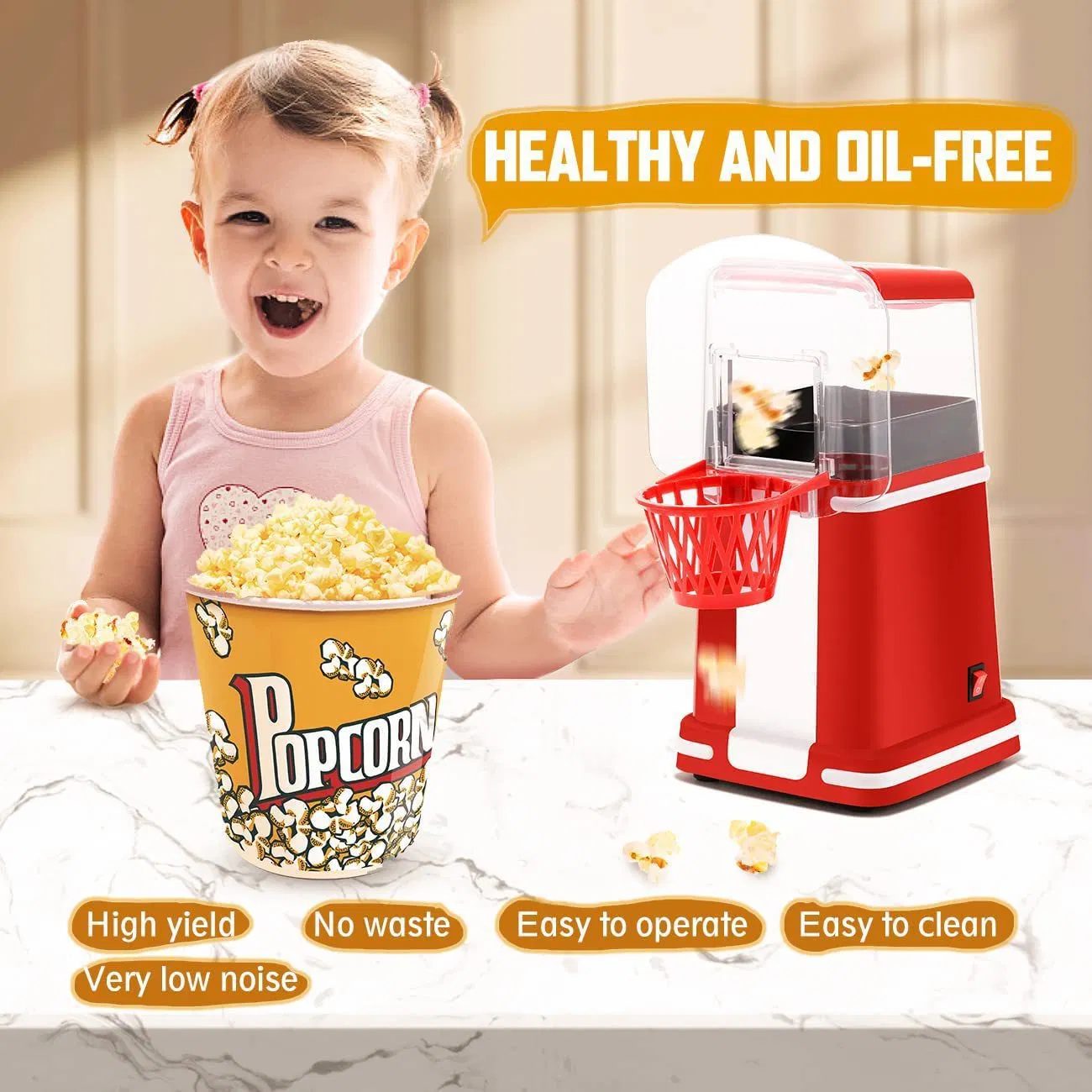Cute Design Household Automatic Popcorn Machine Hot Air Popcorn Maker