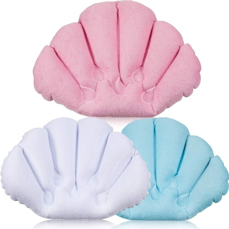 2024 High Quality Household Shell-Shaped Inflatable Bath Cushion Comfortable Soft Bathtub Pillow