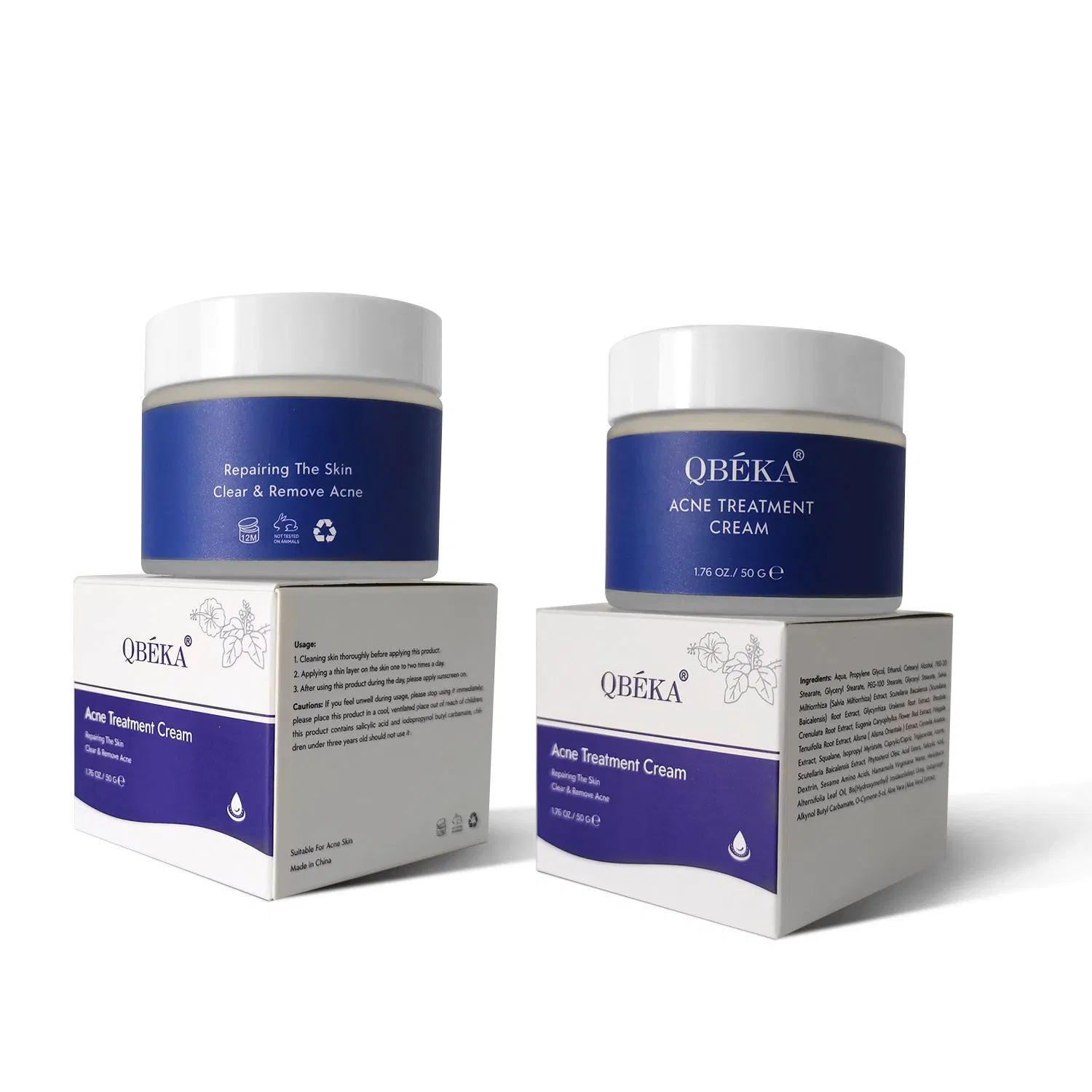 Qbeka Acne Treatment Cream Dark Spot Vegan Acne Pimple Removing Scar Anti Acne Whitening Plantpower Repair Barrier