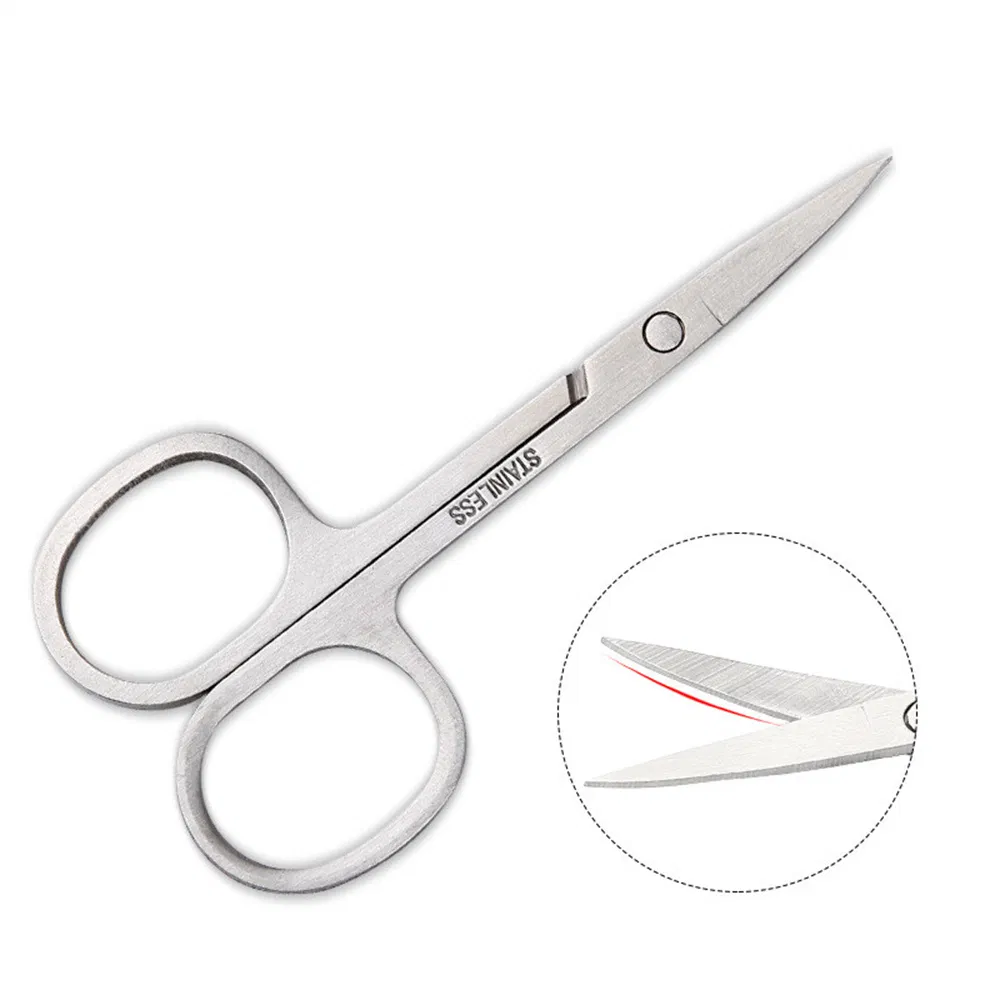 3 Shape Tip Stainless Steel Nose Hair & Beard Trimming Scissors Eyebrow &Eyelash Scissor