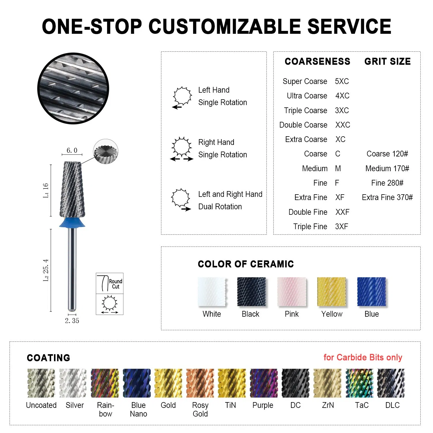 Customized Labels Nail Drill Bits Set Diamond Tungsten Carbide 4xc 5xc Nail Drill Bit for Salon