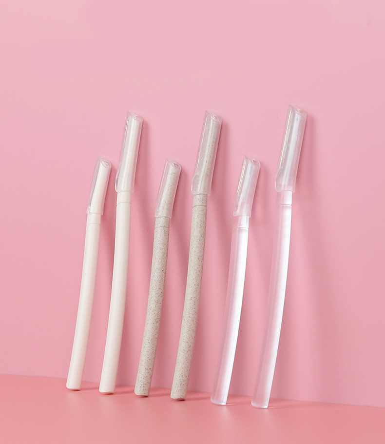 Biodegradable Eco-Friendly Wheat Straw Material Eyebrow Razor with Micro Safety Guard Natural Color