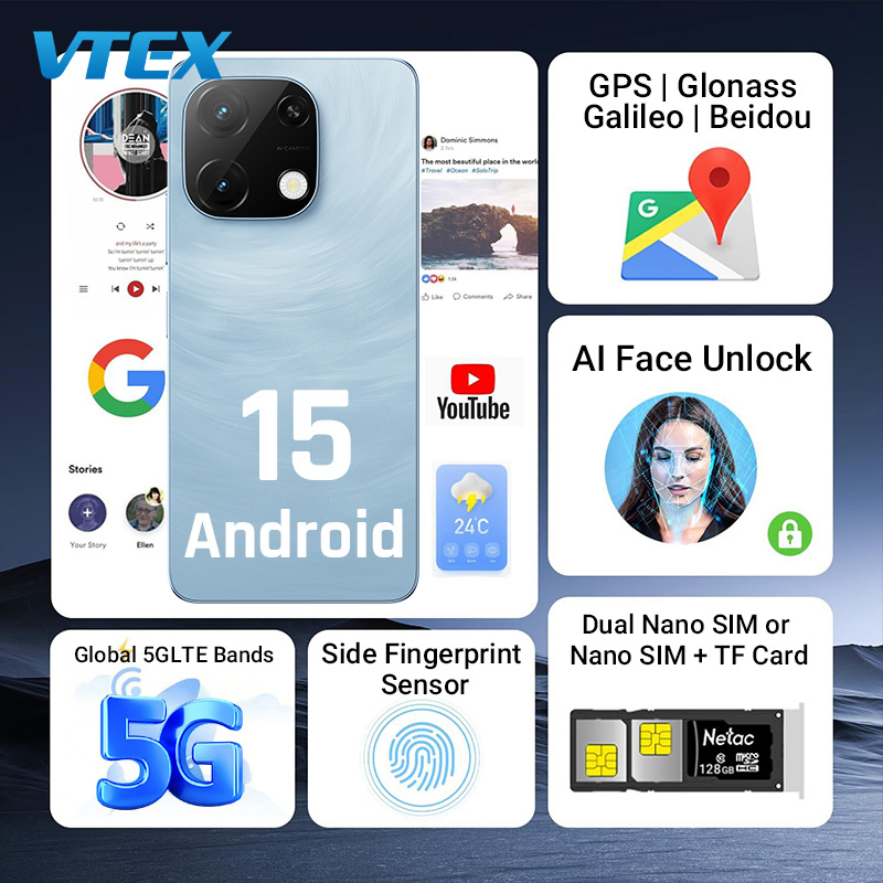 Смартфон Android 15 6.8" 8/256GB, 5000mAh, 50МП