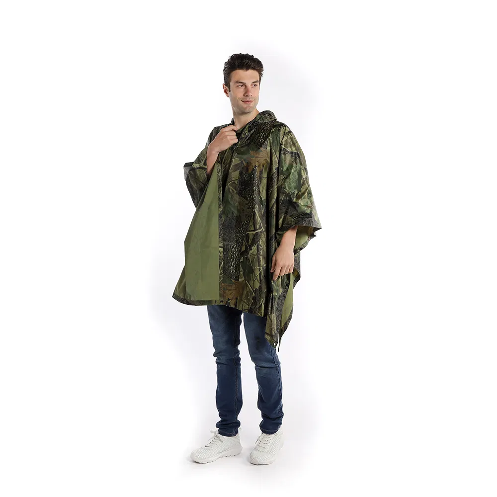 Fast Delivery Rain Poncoh Digital Camouflage Rain Poncho Camo Raincoat Long Size