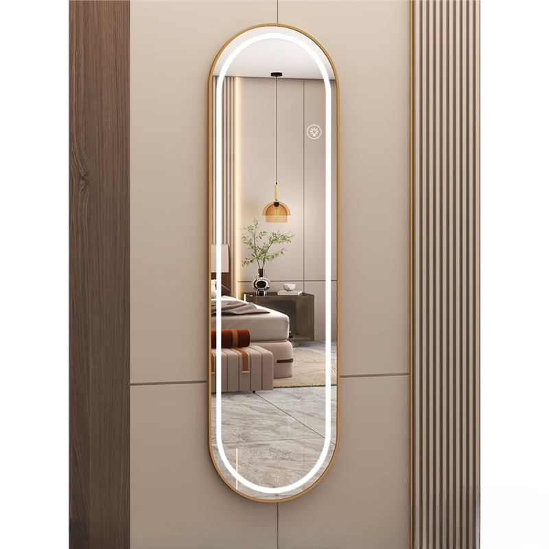 Gold Metal Acrylic Espejo De Bam LED Mirror/Miroir LED Bluetooth /Light Mirror/ Full Body Mirror with Dimmable Lights for Home Decor Craft