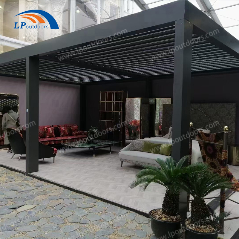 Elegant 10X13FT Aluminum Pergola with Adjustable Louvered Roof