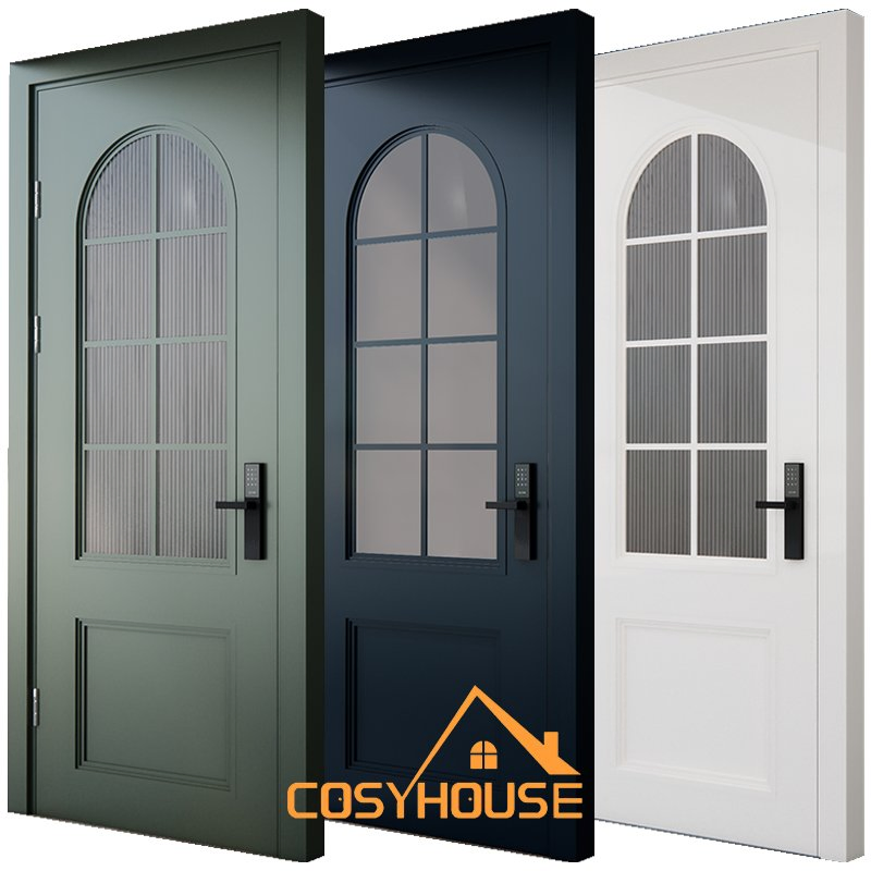 Classic European Style Wooden Interior Door with Frosted Glass Panel Door for Home Office Bedroom China Top Manufacturer