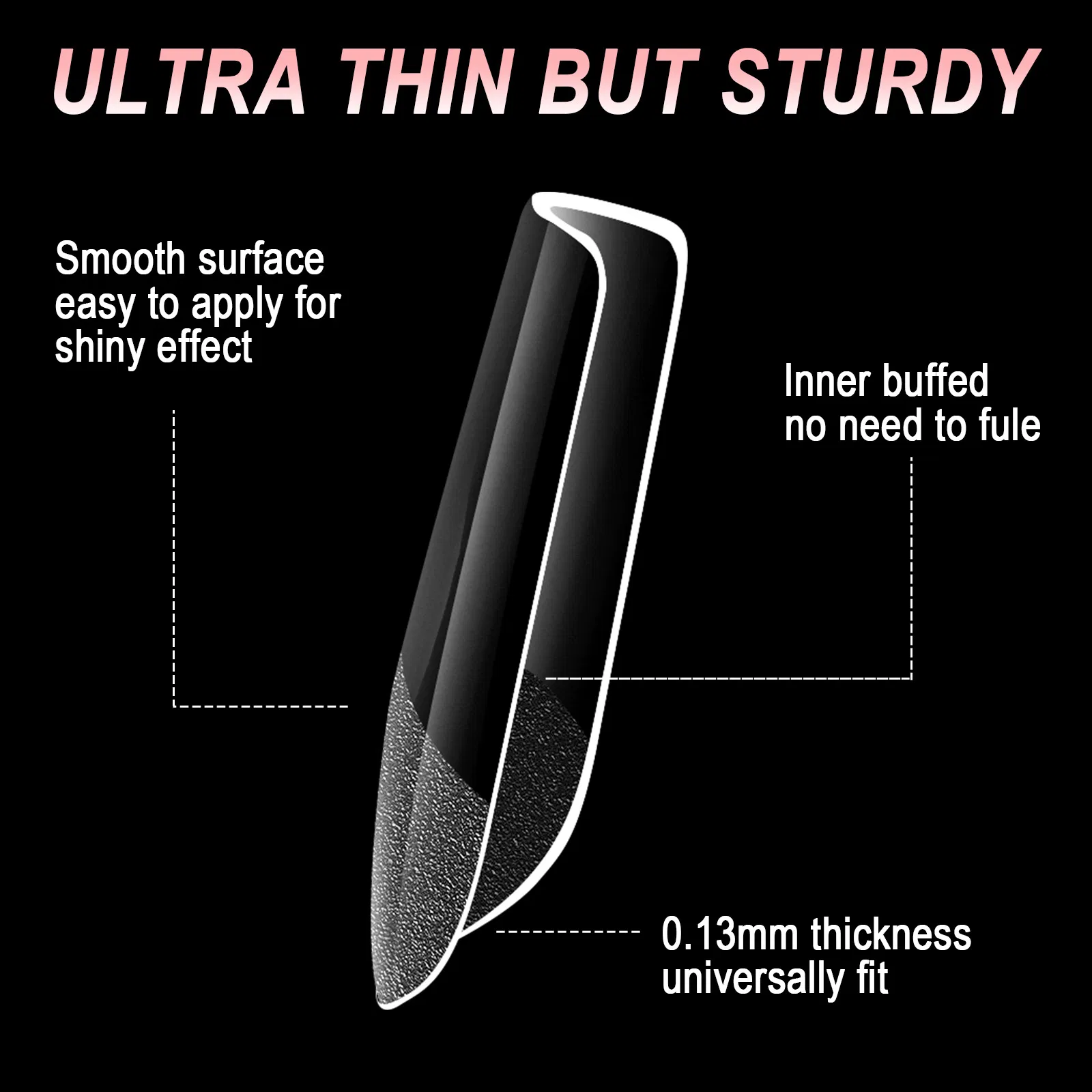 Cross-Border Explosive Nail Art Nail Sheets Free of Engraving Thin Semi-Frosted Ballet European and American Frosted Prosthetic Fingers 600PCS Nail Pieces Whole