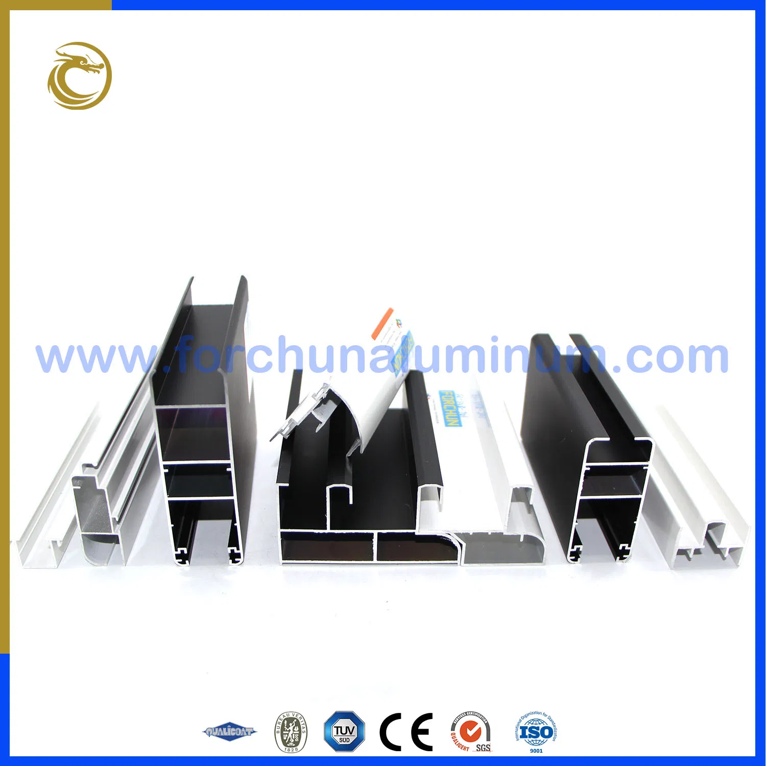 6000 Series Black Anodized Extrusion Aluminum Profiles for Europe Line Windows and Doors