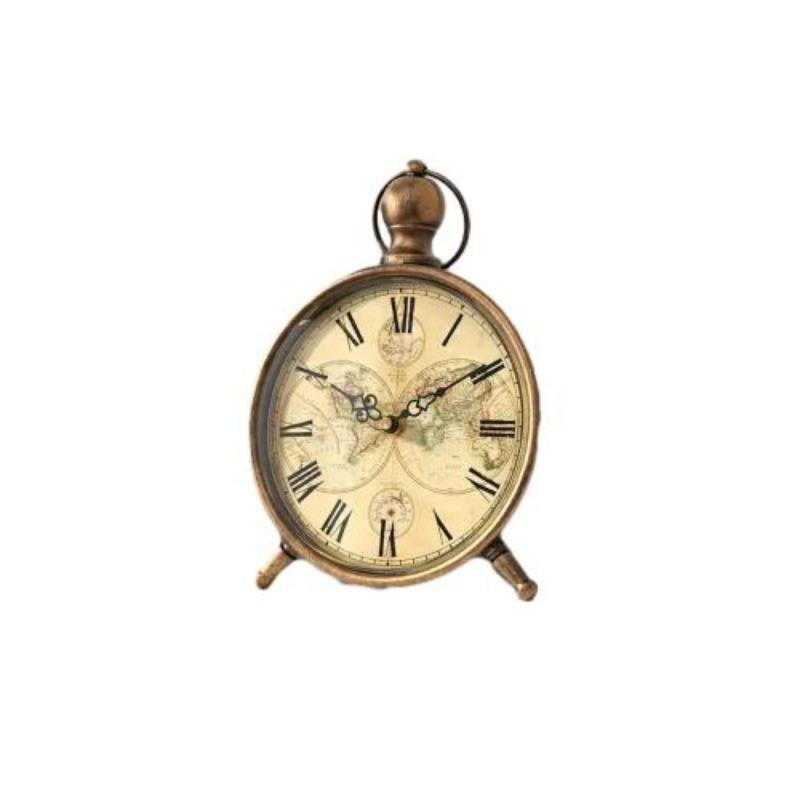 Wholesale Vintage Metal Table Silent Movement World Map Desiqn Classic Eleqant Rustic Bedroom Antique Style Clocks Home Decor